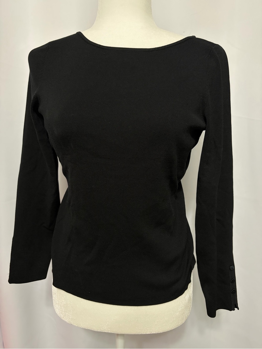 Ann Taylor Black Long Sleeve Boatneck Top